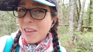 Happy Girl Pees In the Woods