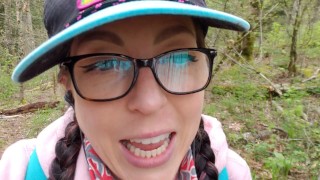 Happy Girl Pees In the Woods