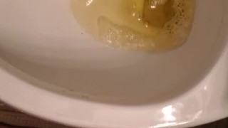 Small cock pissing in toilet