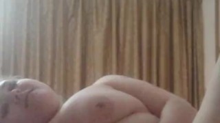 Cute chubby girl with colored hair playing with her pussy and ass