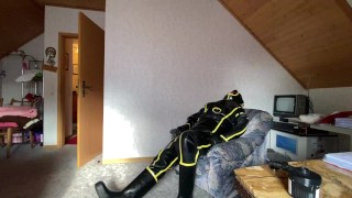 full try on MD-Latex Inflatable Cyborg Hazmat Suit