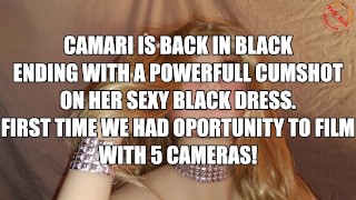 CAMARI IS BACK IN BLACK POWERFULL CUMSHOT ON HER BLACK DRESS AND TITS