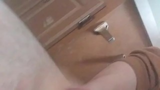 Solo stroke in bathroom