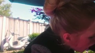 19 year old teen suck bbc in garden