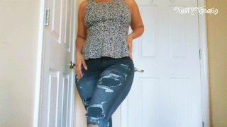 Curvy Ass MILF in Tight Mom Jeans (Full Strip Tease Video in Fan Page)