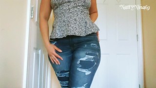 Curvy Ass MILF in Tight Mom Jeans (Full Strip Tease Video in Fan Page)
