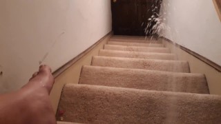 Amateur chubby girl pissing downstairs