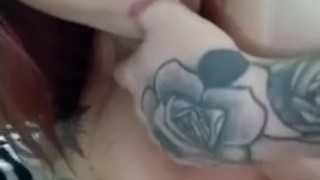 Hot Big Boobs Girl Sucking a BBC Dildo - Inked Brazilian model