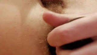 Hairy boy anal dildo