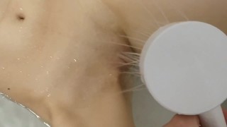 pretty girl getting her clit sprayed in the shower | loud moaning orgasm