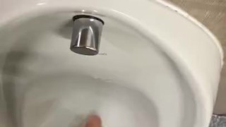 Wanking my hard cock in public toilets with big cumshot 