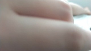 (HD) Teasing a pink, hard nipple with my nails