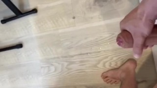 Huge cumshot on my bedroom floor, straight boy going bi 