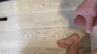 Huge cumshot on my bedroom floor, straight boy going bi 