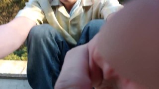 Nearly caught jacking off outdoors