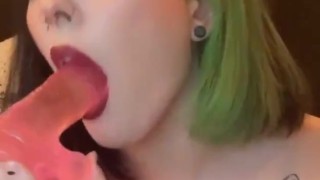 Big titty goth sucks dildo... but wishes it was your cock