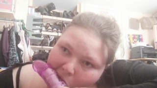 Giving my vibrator a sloppy bj