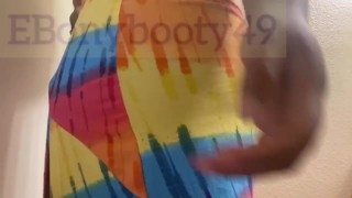 Girl ripping nasty bubbly farts in rainbow dress