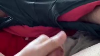 Wanking my hard white cock with big cumshot and loud moaning