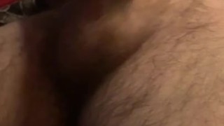 Stepsister catches brother jerking off in her bed and records it. Cum shot