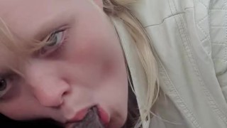 Blond teen 19 suck bbc sloppy in car pov