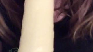 Pierced teen dildo blowjob