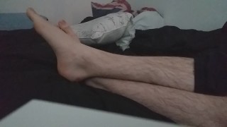 Relaxing with my ankle socks and bare feet 