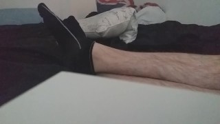 Relaxing with my ankle socks and bare feet 