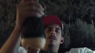 Pocket pussy edging cumshot
