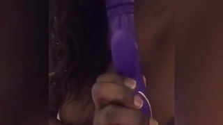Ebony licks and sucks juices off dildo