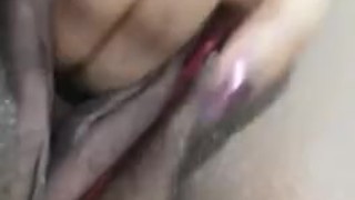 Rubbing my tight and creamy pussy