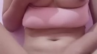 Tiny busty asian teen rubbing pussy hard