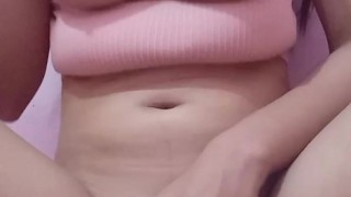 perfect asian teen rubbing pussy and squeezing tits