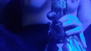 Stoner Babe Smokes a Huge Bong Hit and Plays With Tits