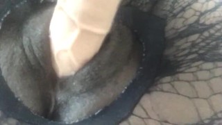 Ebony Creams in Lace Stockings