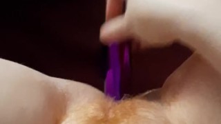 Hot redhead moaning loud while cuming