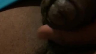Stroking my ebony cock slowly 