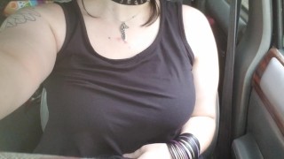 Full uncut, goth touches herself in cemetery, outdoors, public masturbation