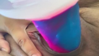 Big dildo pops out of my pussy....squirting