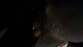 Freaky ebony plays with pussy with company in the house