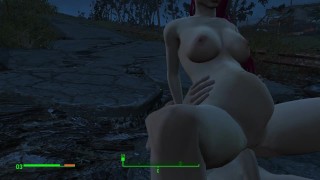 Got pregnant from a passerby right on the road | Fallout Porno