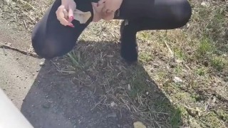Pissing at the side of the road