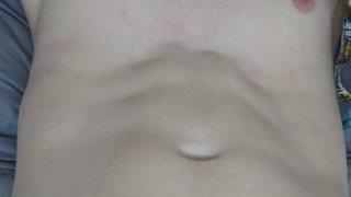 Licking up a load of cum