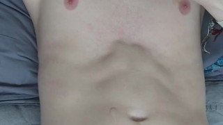 Licking up a load of cum