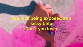 sissy public humiliation walking the streets half naked