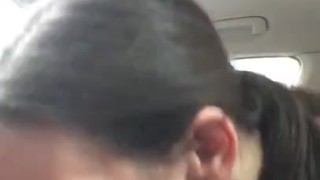 High school girl gets slapped and throat fucked in car 