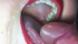 close up big cum in mouth 