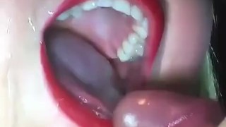 close up big cum in mouth 