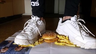 Burger Crushing with Fila Disruptor Sneaker (Trailer)