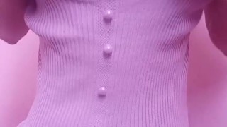 cute asian doll massaging perfect tits